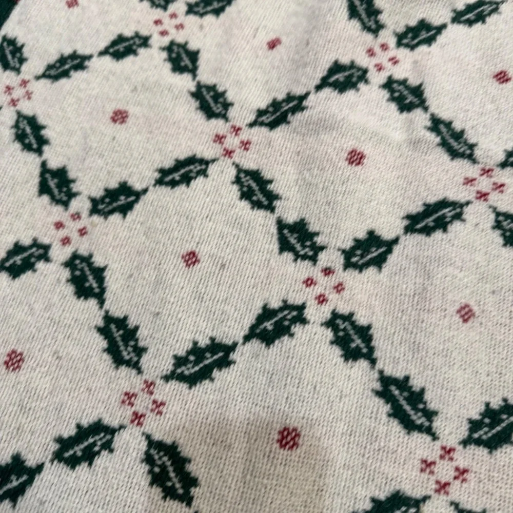 Fieldcrest Vintage Christmas Woven Throw Blanket Sleigh Holly Cotton 50x60 USA